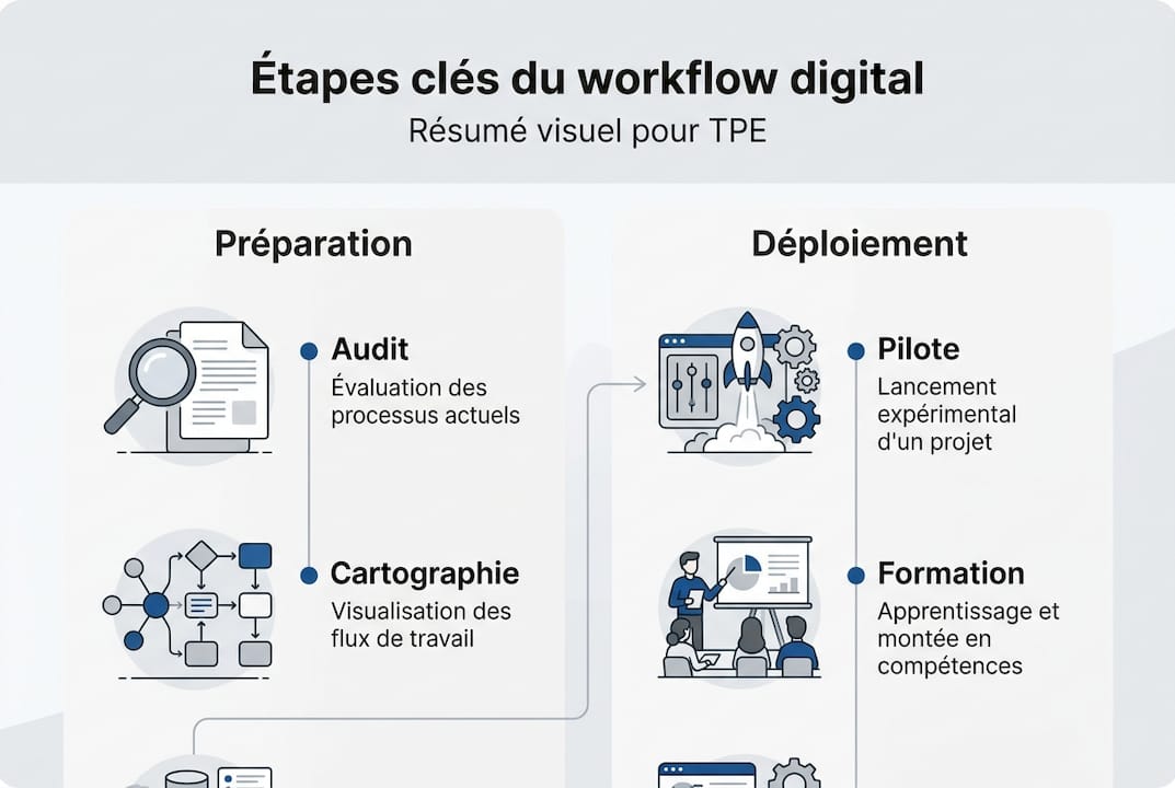 Les grandes étapes du workflow d’une TPE présentées en infographie