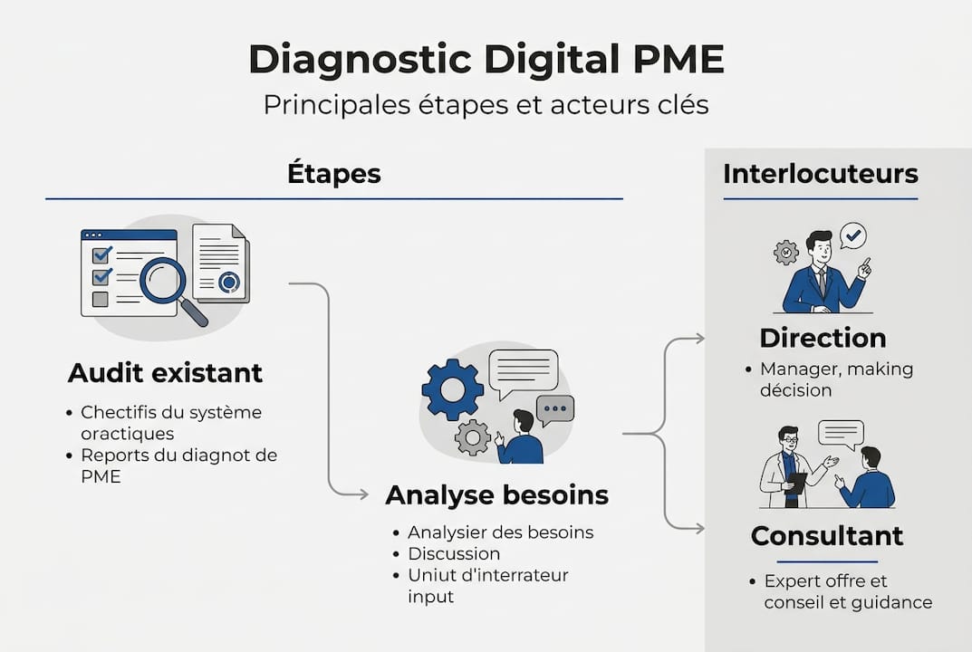 Infographie : les grandes étapes du diagnostic digital pour les PME