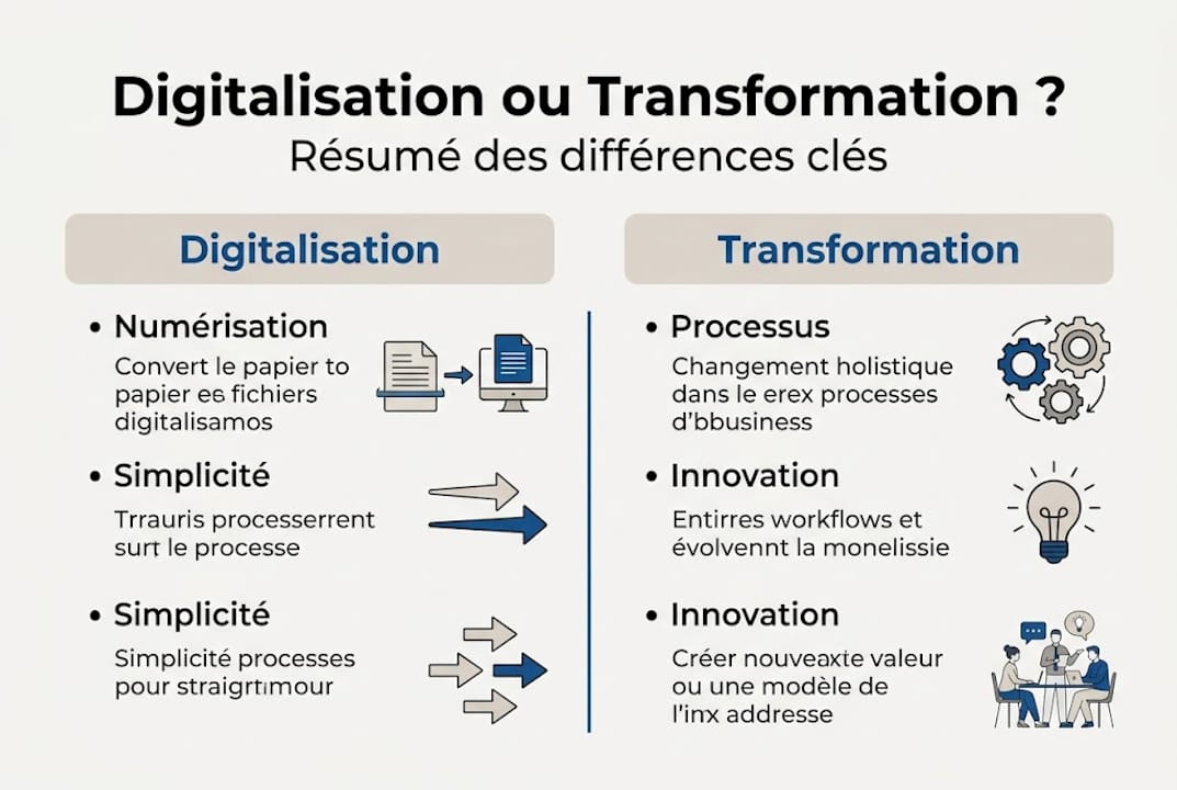 Infographie : comprendre la différence entre digitalisation et transformation digitale
