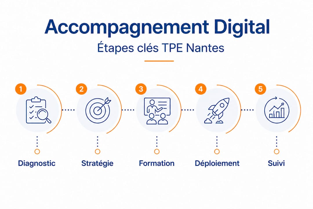 Les grandes étapes de la transformation digitale des petites entreprises à Nantes, présentées en infographie
