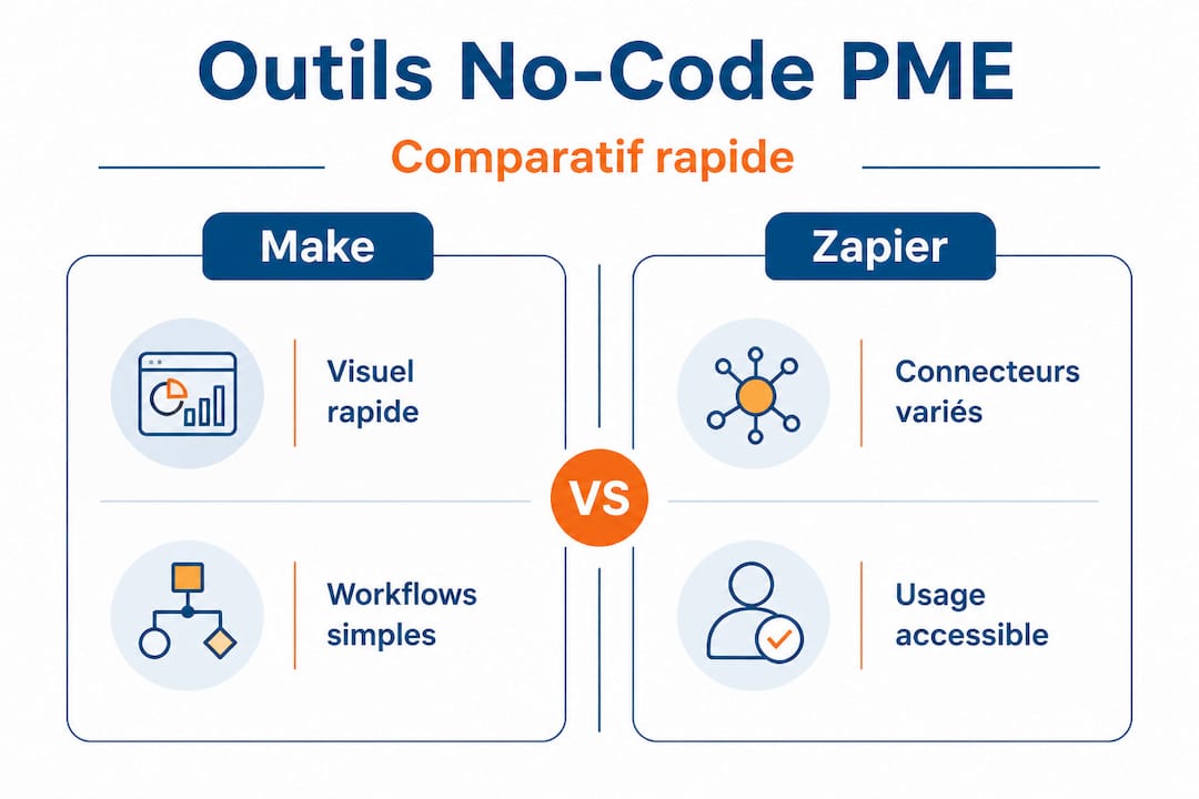 Infographie : deux outils no-code passés au crible pour les PME