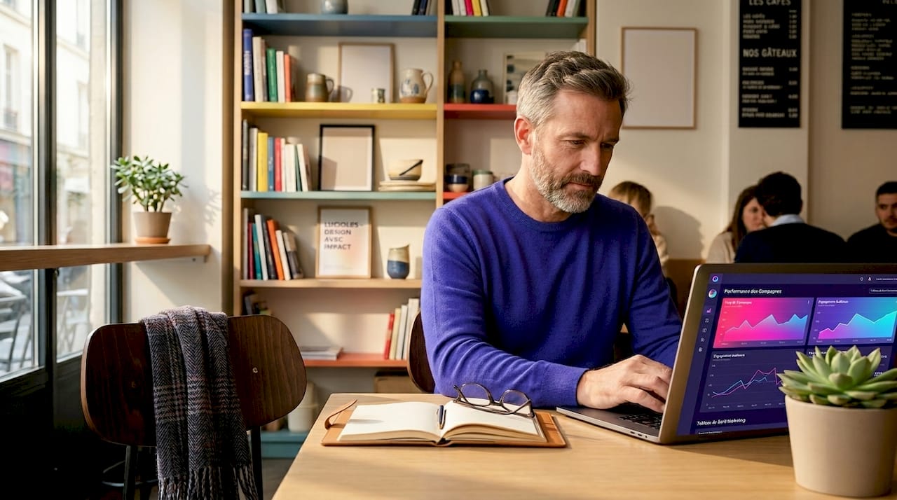 Neuromarketing digital : boostez conversion et fidélité 2 Un professionnel ajuste sa stratégie de marketing digital grâce aux outils d’intelligence artificielle.