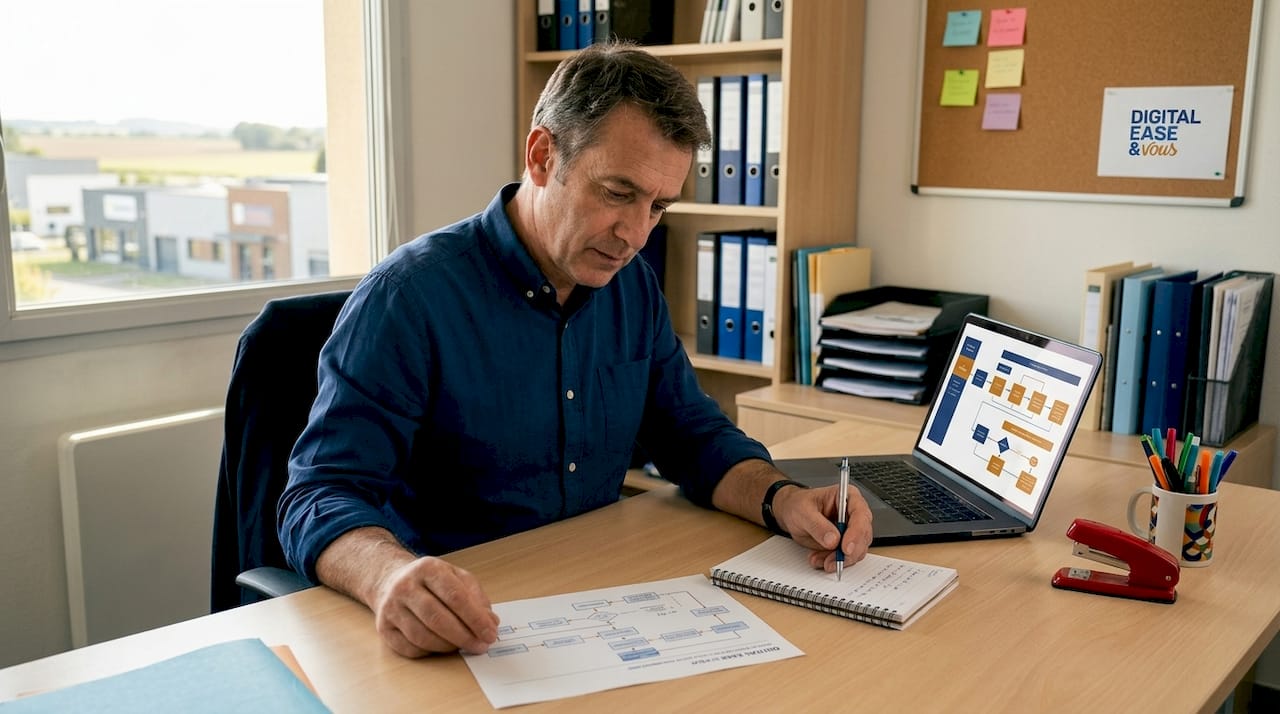 Un responsable examine les indicateurs de suivi d’un projet digital.