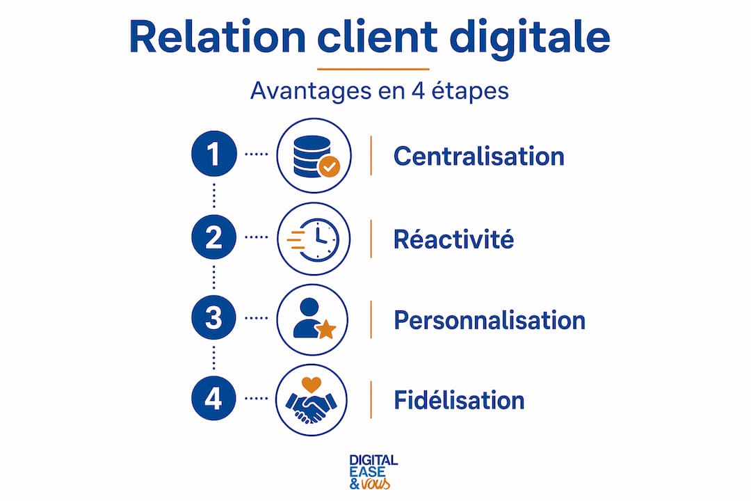 Infographie présentant les différentes étapes pour digitaliser la relation client
