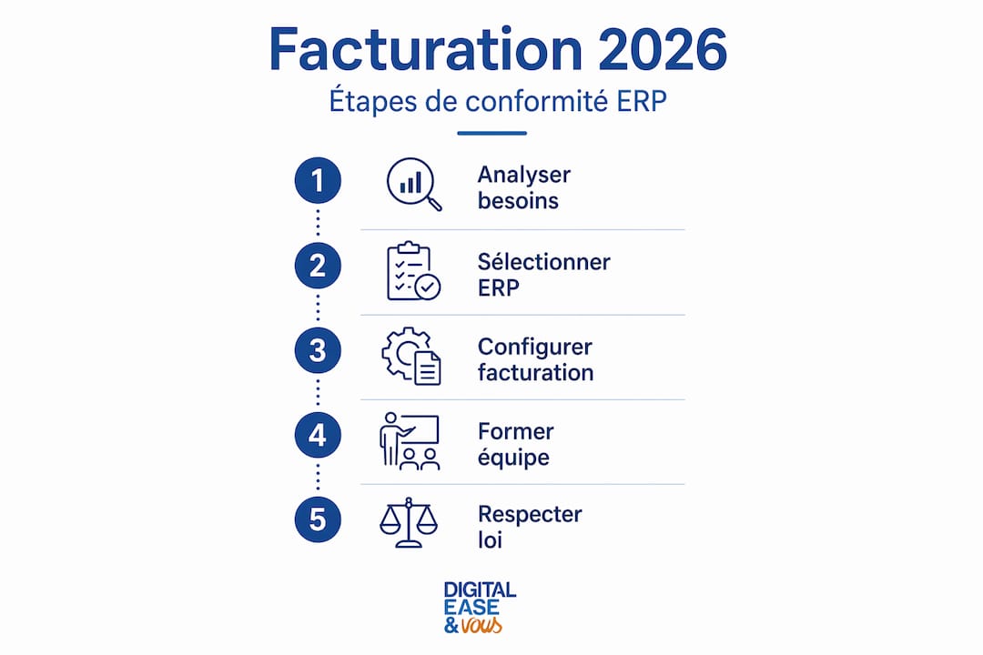 Les grandes étapes pour se mettre en conformité avec la facturation électronique en 2026 – infographie