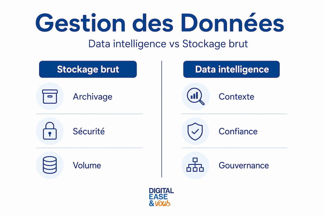 Infographie : données intelligentes vs. stockage brut – quelles différences ?