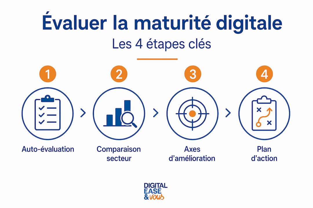 Schéma des différentes étapes pour évaluer la maturité numérique d’une PME