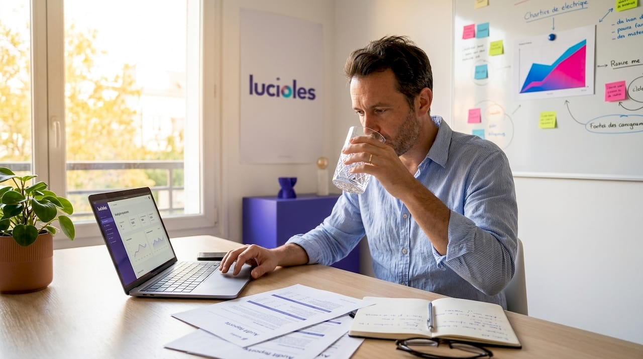 Rôle de la stratégie digitale dans la croissance 1 Un homme réalise un audit numérique depuis son bureau à domicile.