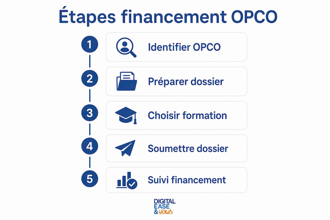 Découvrez en image le parcours détaillé pour obtenir un financement auprès de l’OPCO.