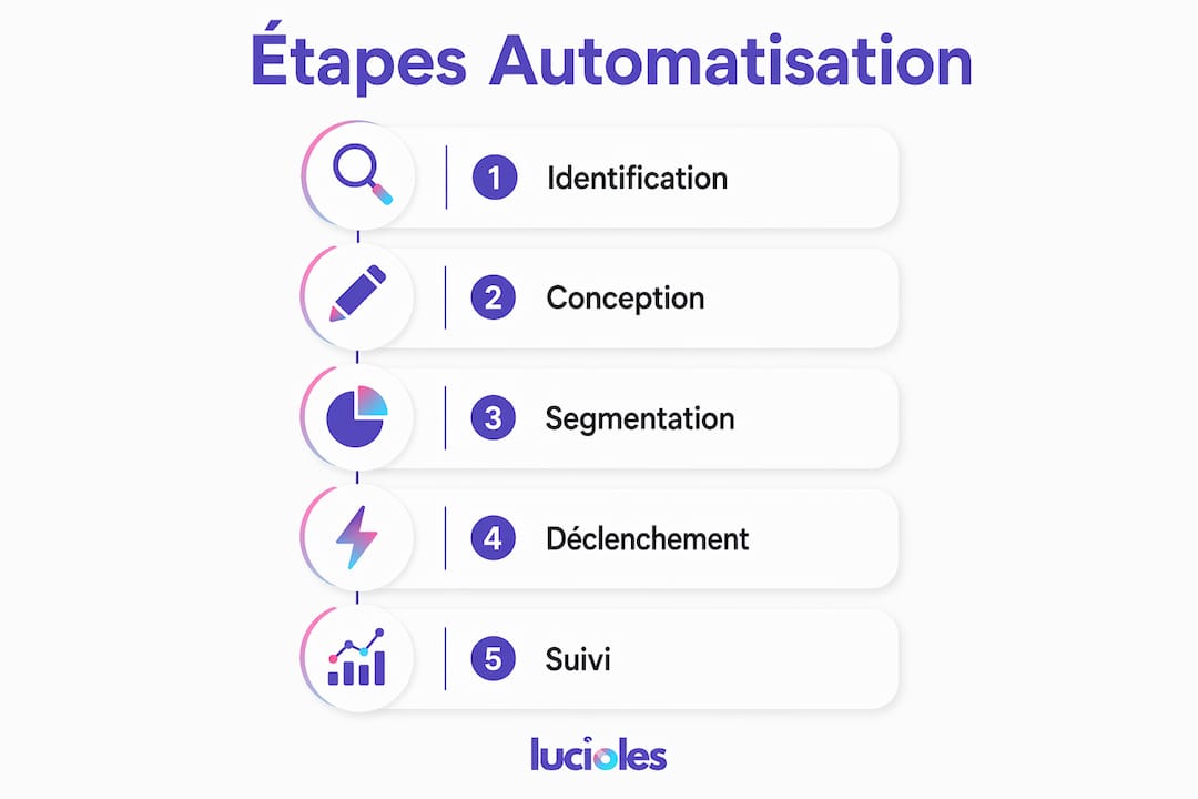 Automatisation marketing PME : définition et guide 2026 1 Schéma des principales étapes pour automatiser le marketing dans une PME