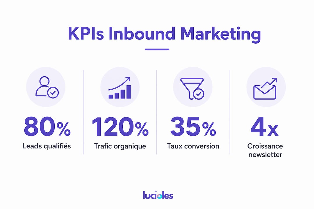 Déployer une stratégie inbound marketing efficace en 2026 2 Découvrez en un coup d’œil les indicateurs clés de performance à surveiller en inbound marketing grâce à cette infographie.