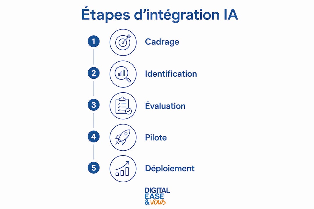 Infographie : les grandes étapes pour intégrer l’intelligence artificielle au sein d’une PME