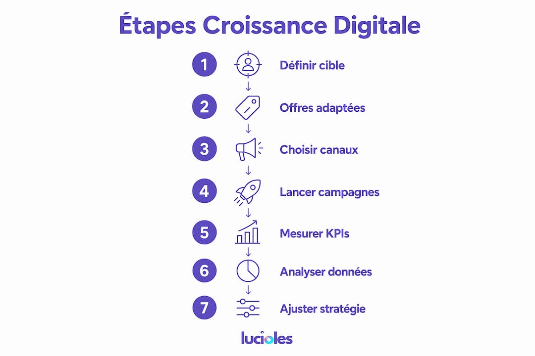 Schéma illustrant les différentes étapes du développement digital