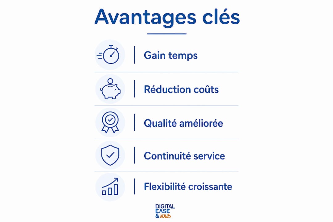 Découvrez en un coup d'œil comment l’automatisation peut booster la performance des PME grâce à notre infographie dédiée aux bénéfices concrets pour les petites et moyennes entreprises.