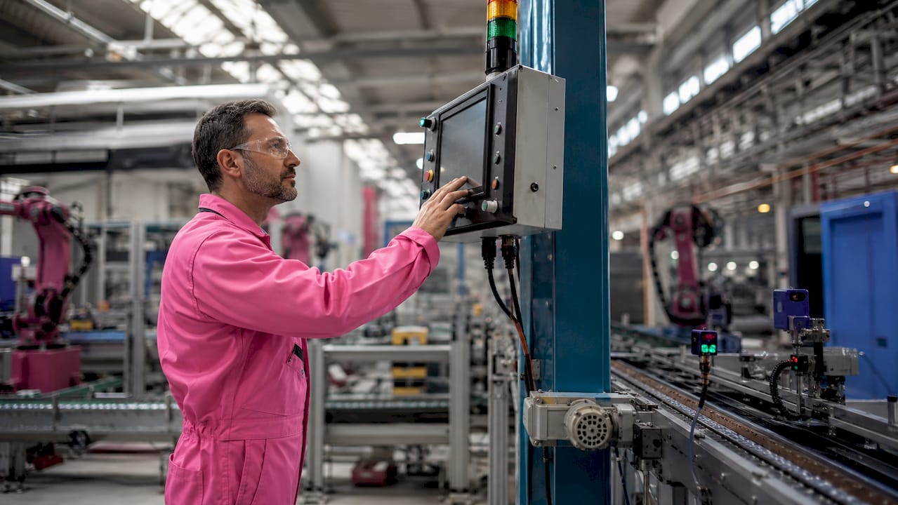 Le responsable d’atelier supervise le fonctionnement d’une usine connectée grâce aux technologies intelligentes.