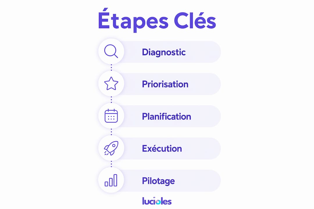 Créer une roadmap de croissance digitale en 2026 2 Visuel récapitulatif des grandes étapes pour élaborer une feuille de route digitale