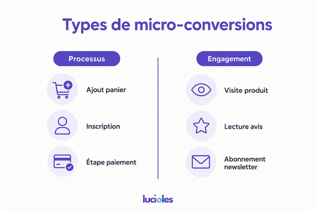 Découvrez une infographie qui met en lumière deux types de micro-conversions, pour mieux comprendre les différentes étapes du parcours utilisateur.