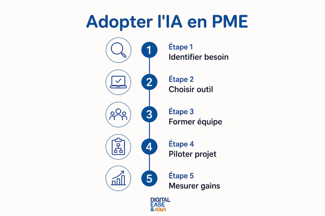 Infographie : les étapes clés pour intégrer l’intelligence artificielle dans une PME