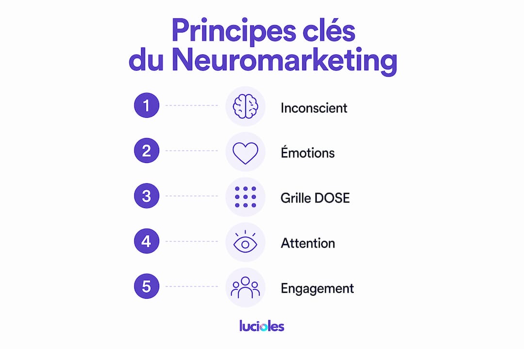 Neuromarketing : principes fondamentaux pour dirigeants 2 Découvrez en image les principes clés du neuromarketing grâce à cette infographie.