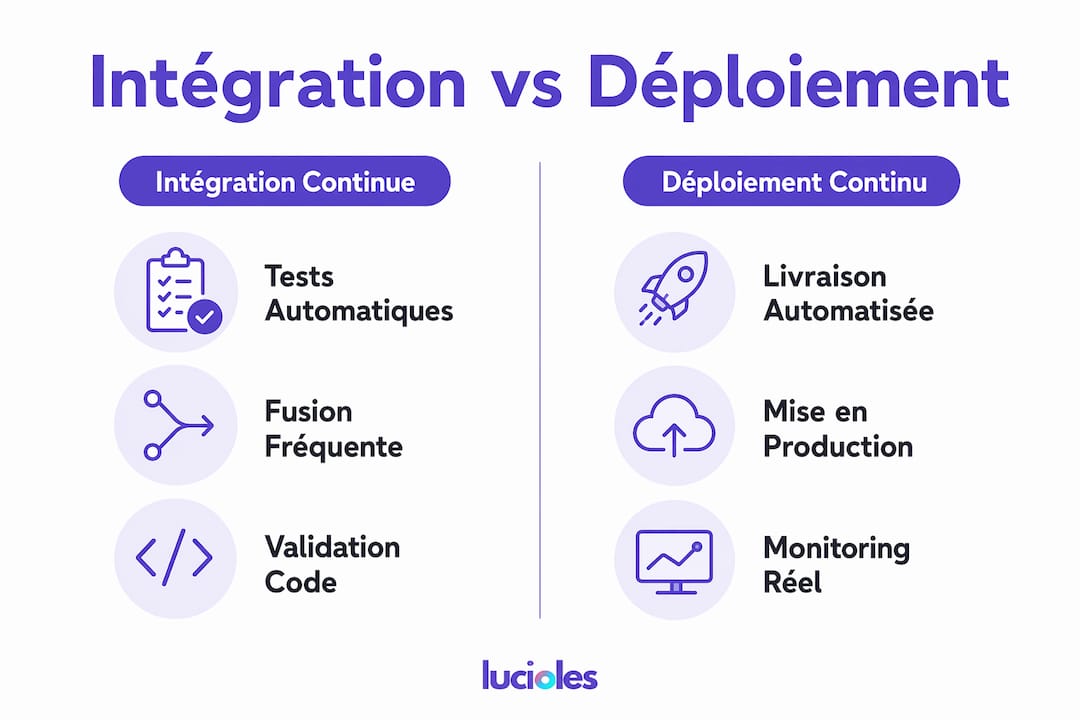 Infographie : comparaison entre l’intégration continue et le déploiement continu