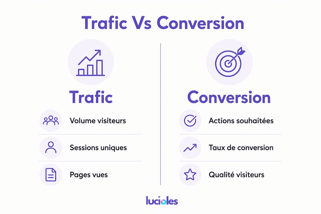Trafic et conversion : comprendre la différence pour performer 2 Infographie : analyse croisée du trafic web et des taux de conversion