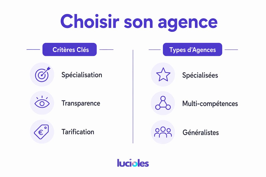 Meilleures alternatives à Neolyos.com pour le digital en 2026 1 Infographie : panorama des critères à prendre en compte et des différents profils d’agences digitales