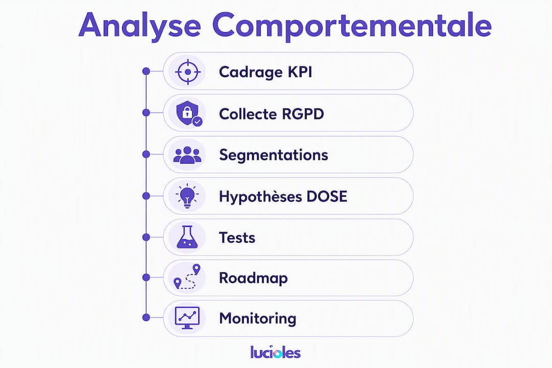 Analyser le comportement des acheteurs e-commerce : méthode neuromarketing & RGPD 1 Infographie : les 7 étapes clés de l’analyse du comportement en e-commerce