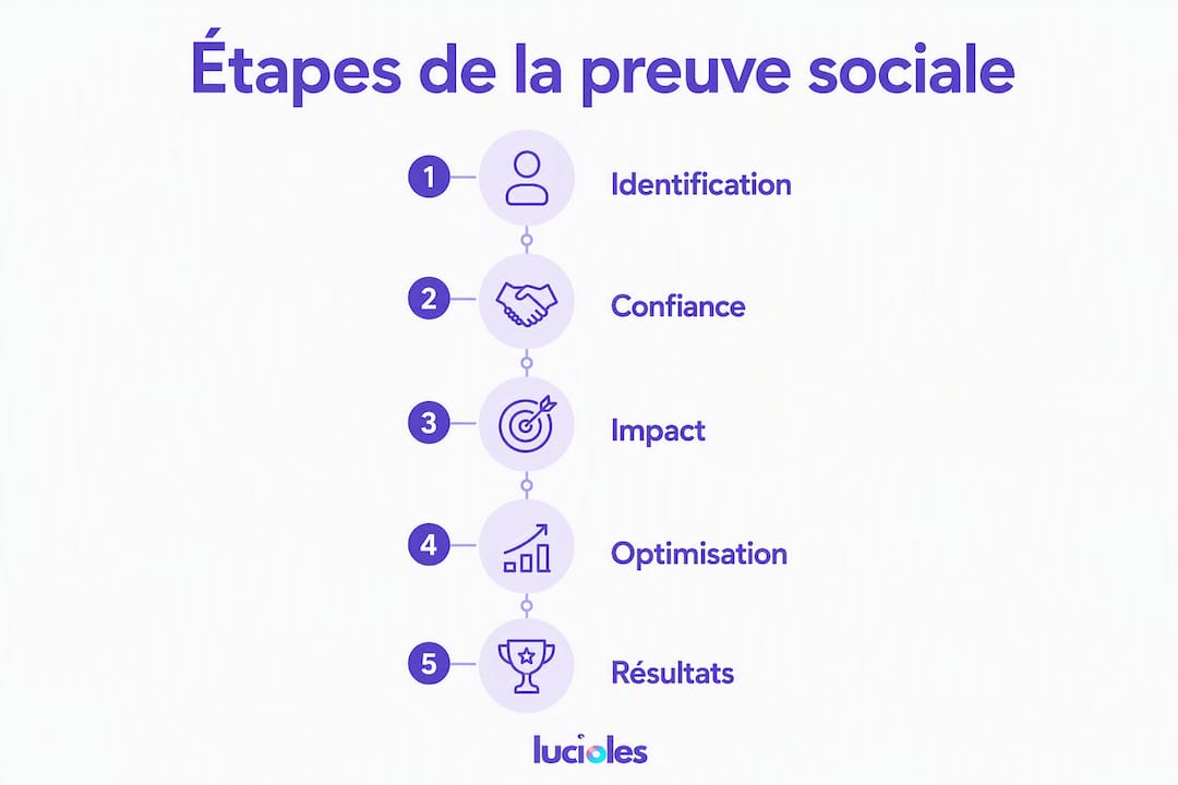 Découvrez en un coup d'œil les principales étapes pour instaurer une preuve sociale efficace grâce à cette infographie.