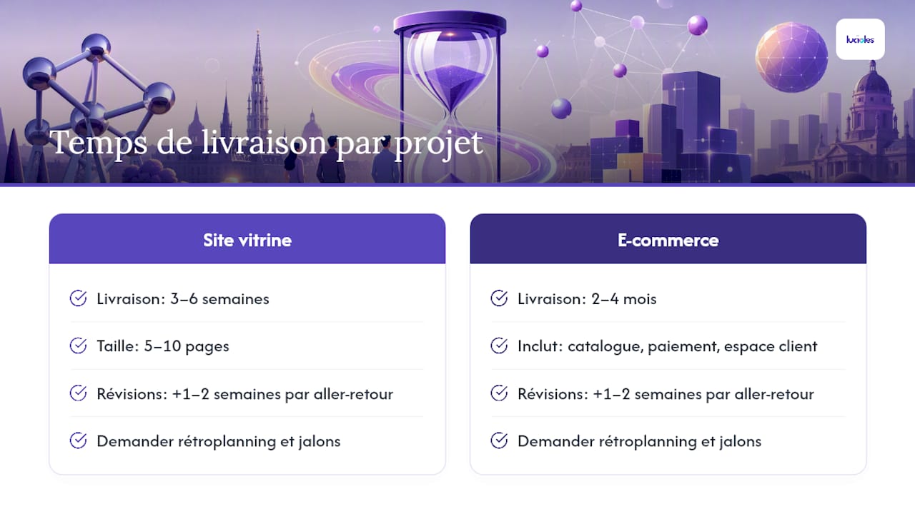 Choisir parmi les agences web à Bruxelles : guide décision 1 Analyse comparative des durées de réalisation des différents projets