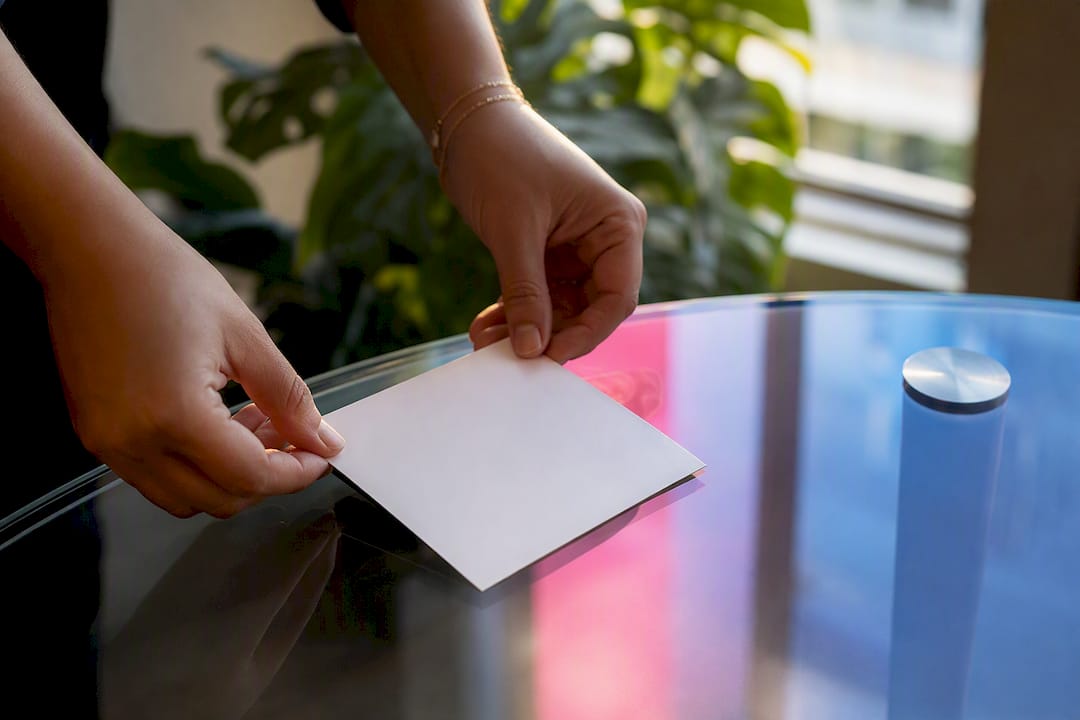 Personnalisation B2B site : prioriser identification et pages clés 1 Des mains déposant une carte de bienvenue personnalisée