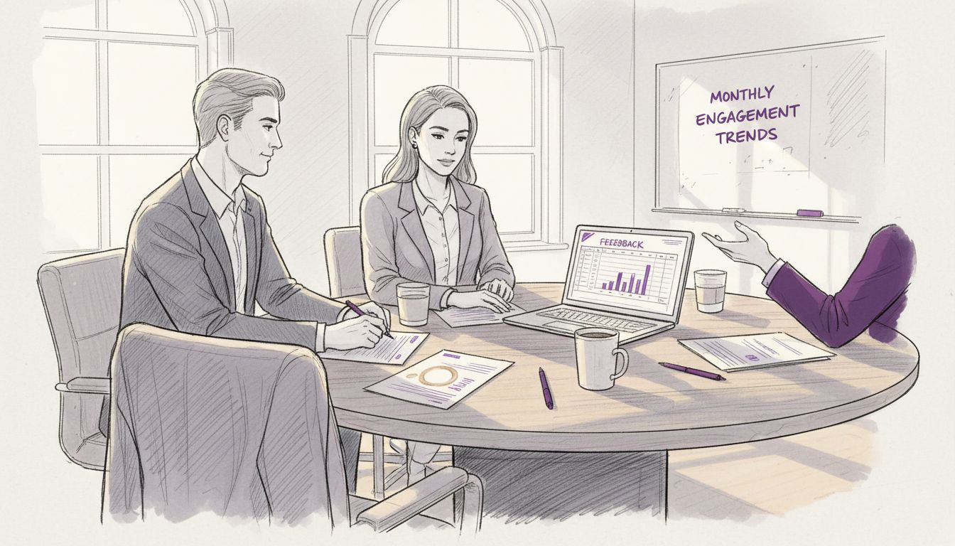 Team reviewing feedback data in office