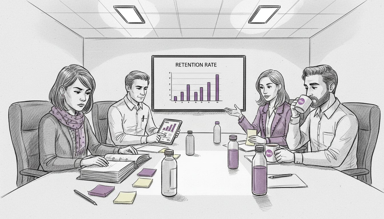 Team reviewing KPIs during meeting