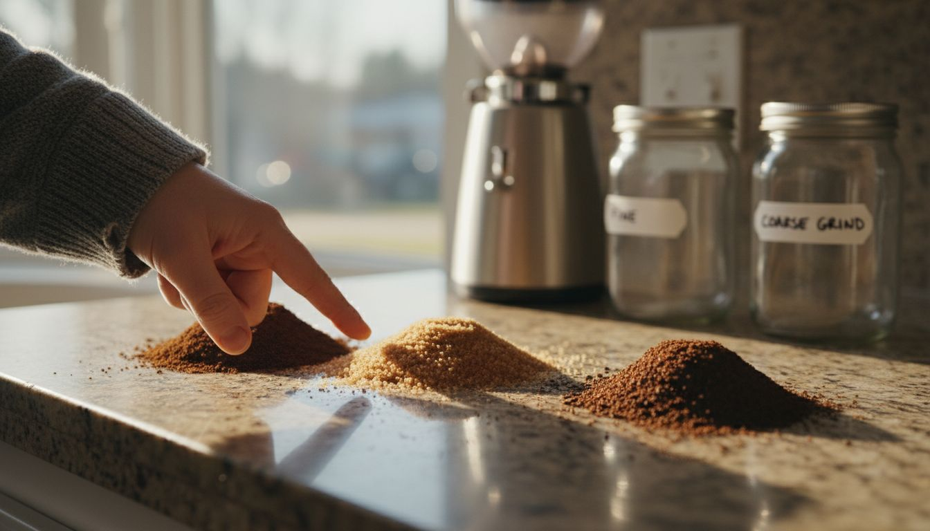Three grind sizes for coffee brewing