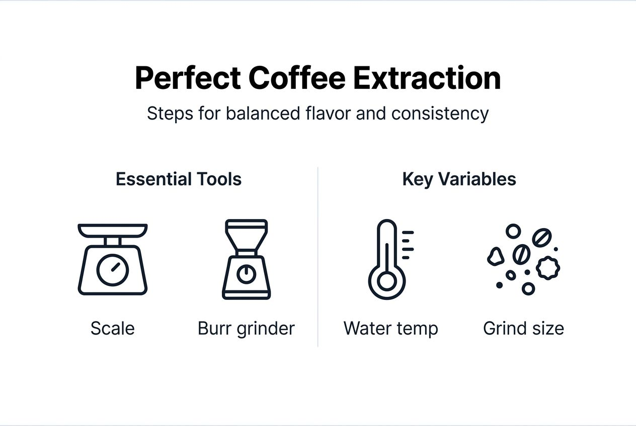 Infographic displays coffee extraction essentials