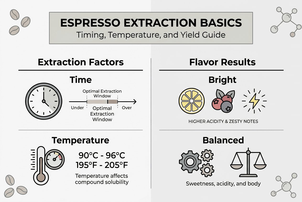 Infographic showing espresso extraction basics