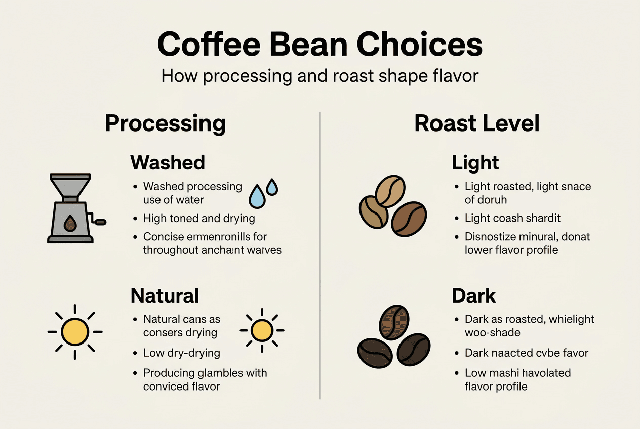 Infographic coffee processing and roasting overview