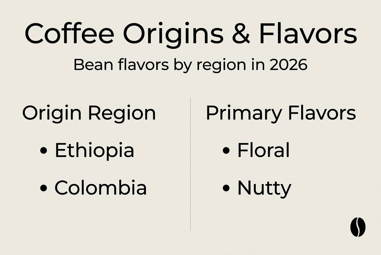 Infographic comparing coffee origins and flavor