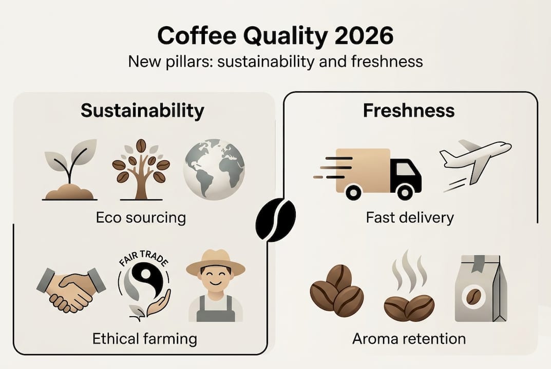 Infographic on coffee quality 2026 pillars