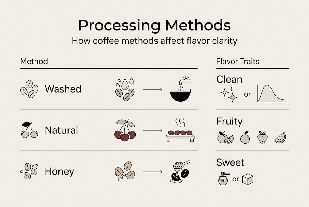 Infographic comparing coffee processing methods