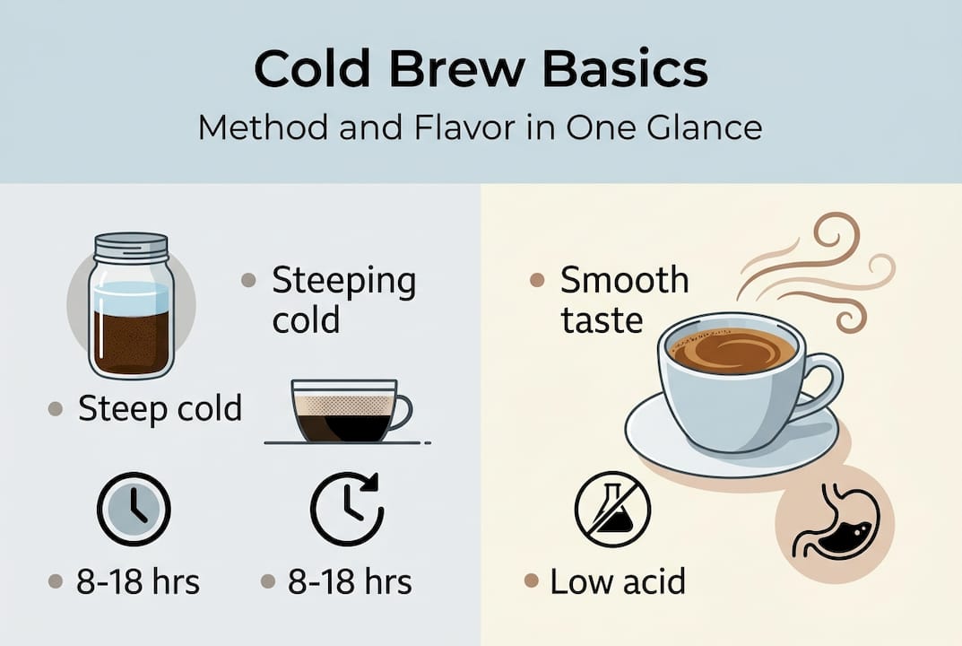 Infographic with cold brew method and flavor