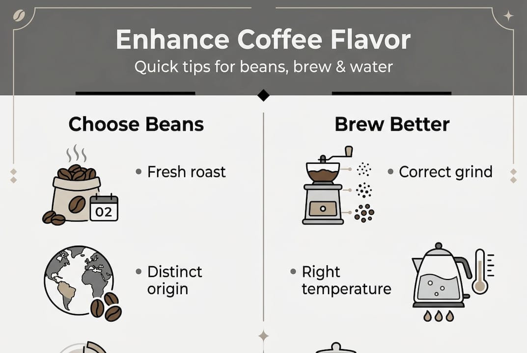 Infographic showing coffee flavor improvement tips