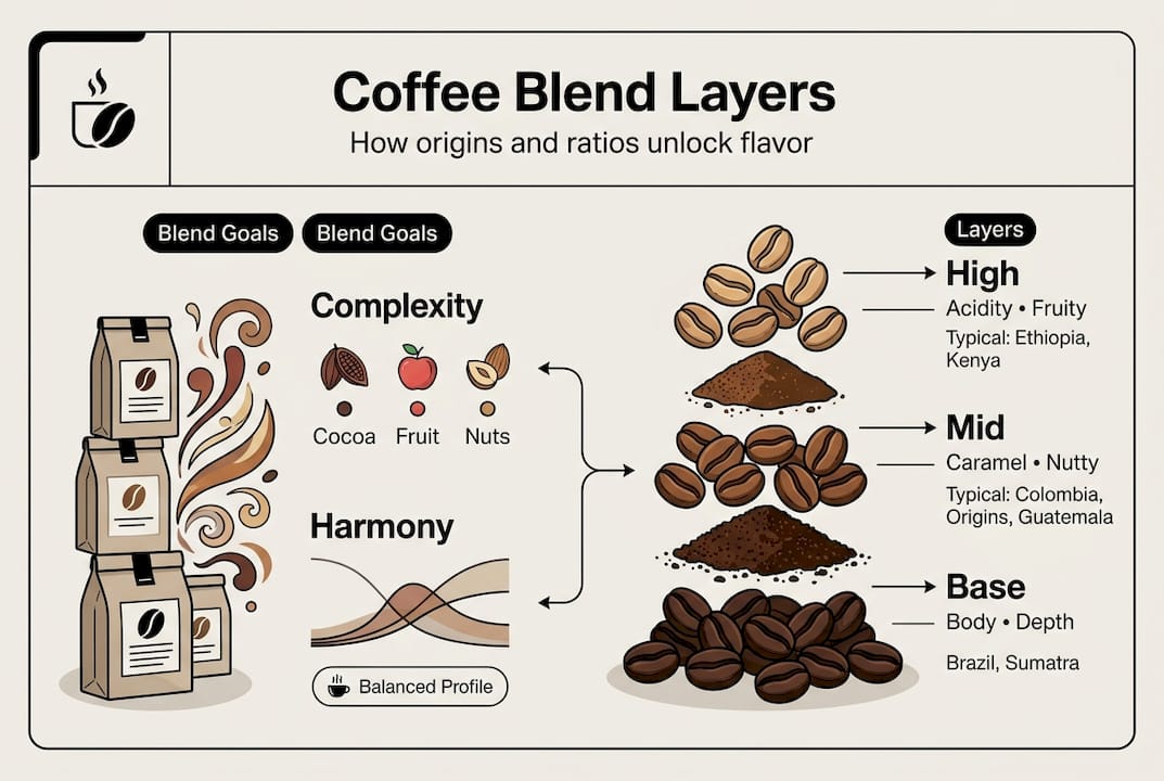 Infographic showing coffee blend layer structure
