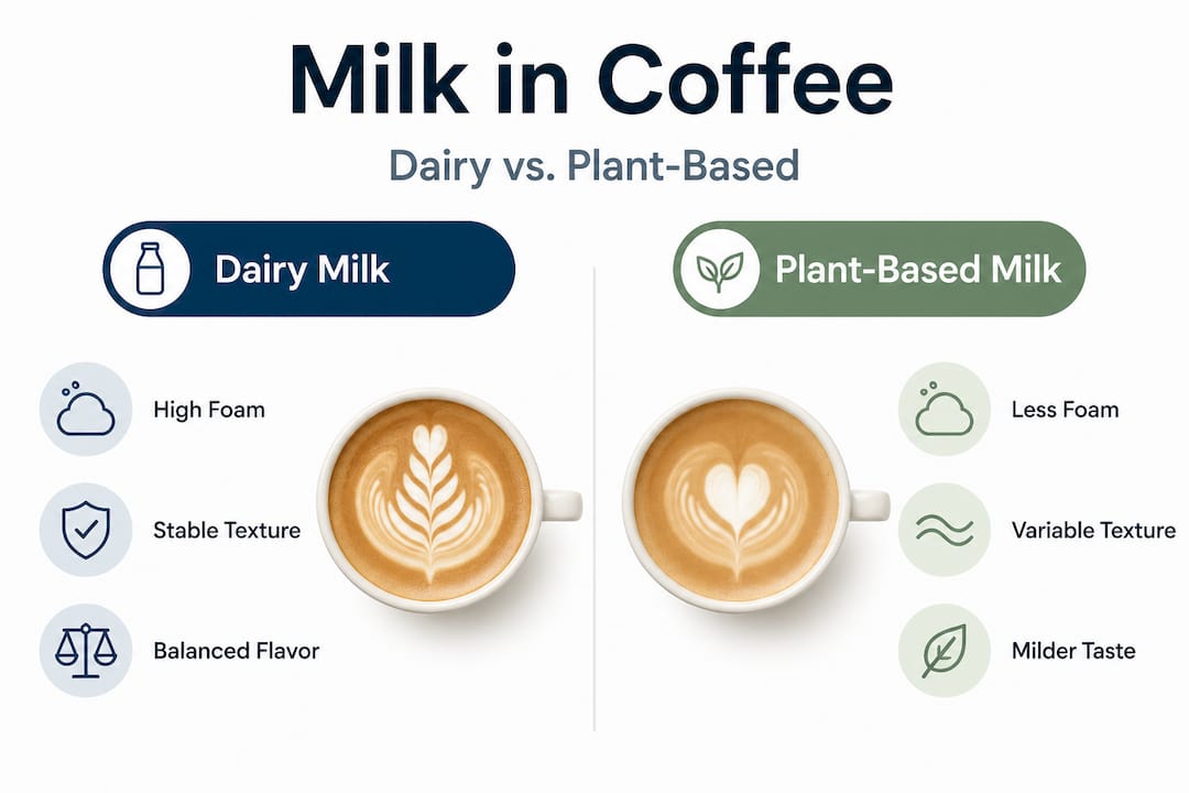 Infographic comparing dairy and plant-based milks