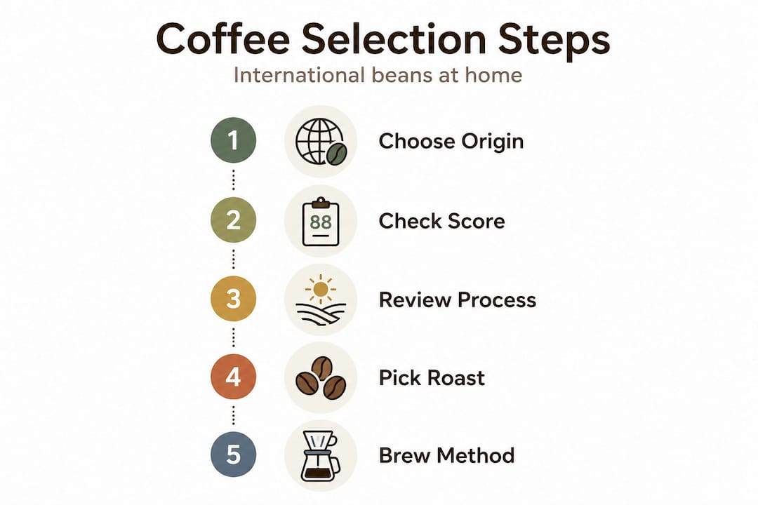 Infographic steps for choosing international coffee
