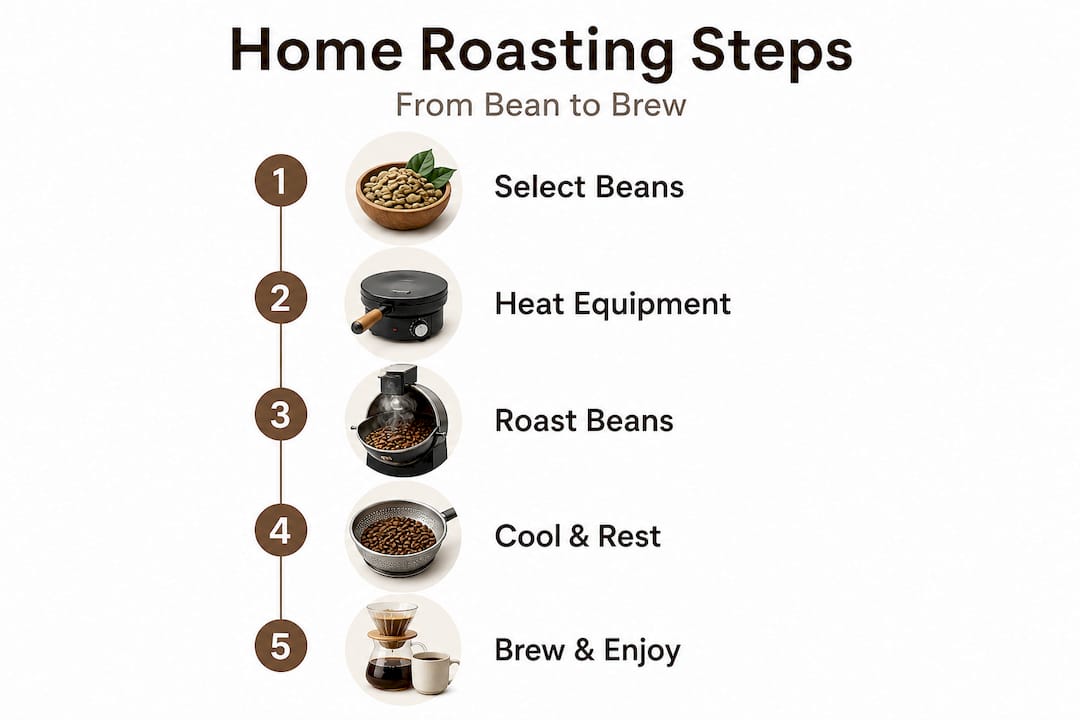 Infographic home roasting steps visual summary