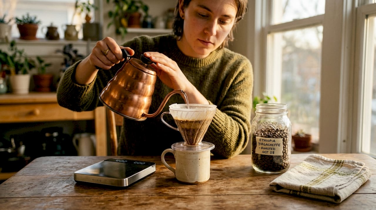Brewing specialty coffee with a pour-over method