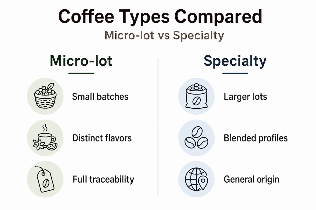 Infographic comparing micro-lot and specialty coffee