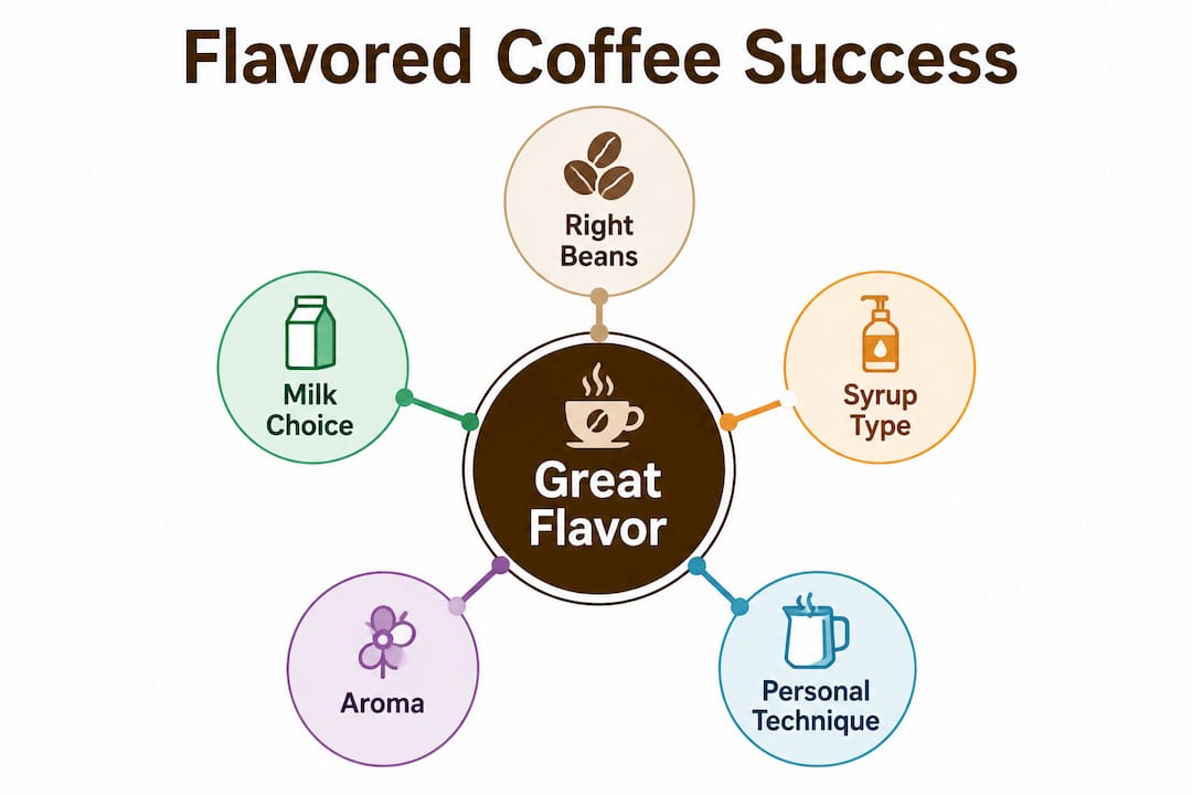Infographic hierarchy of flavored coffee drink essentials