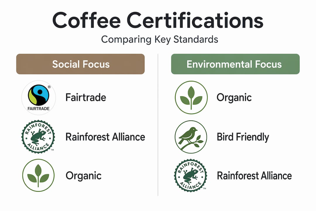 Infographic comparing coffee certification standards