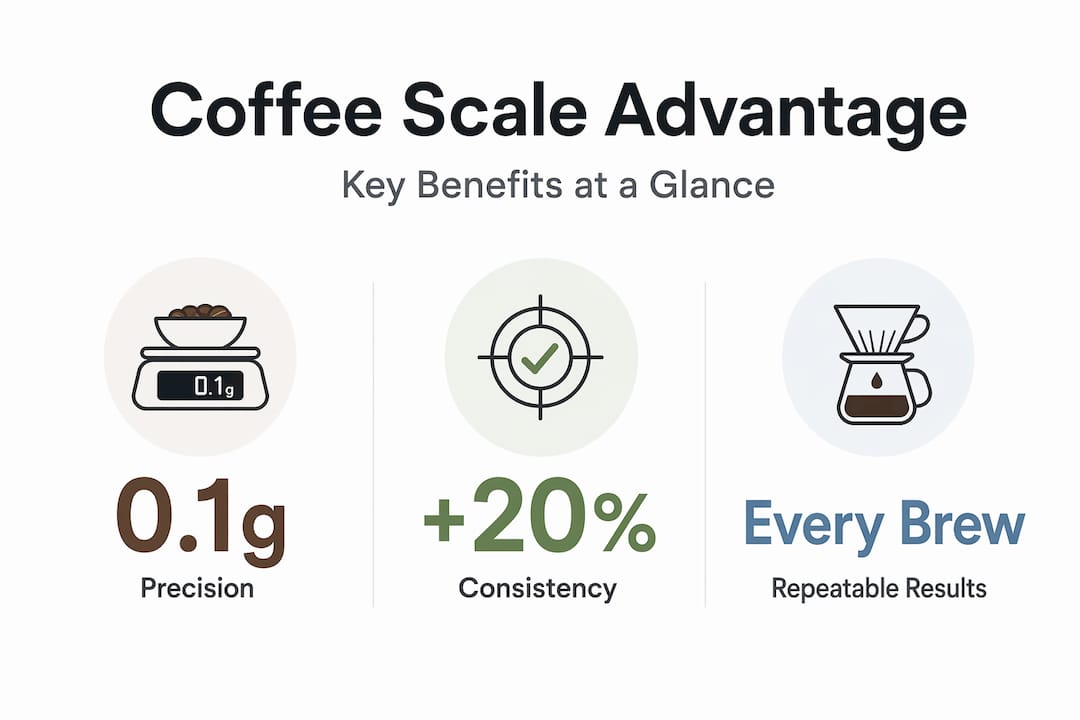 Infographic with statistics about coffee scale benefits